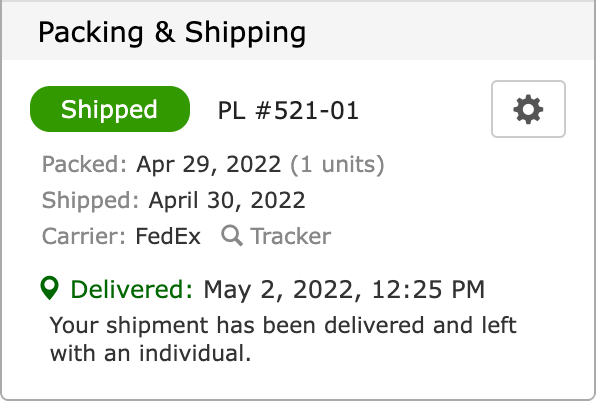 Tracking Shipments
