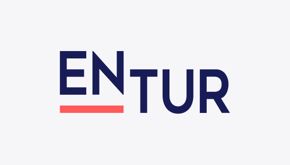 Entur-logo som er strukket i vertikalen