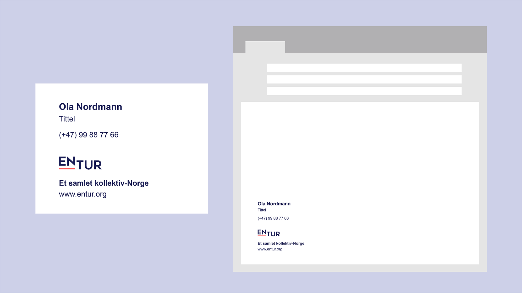 Illustrerer bruk av Entur sin epost-signatur i slutten av en epost