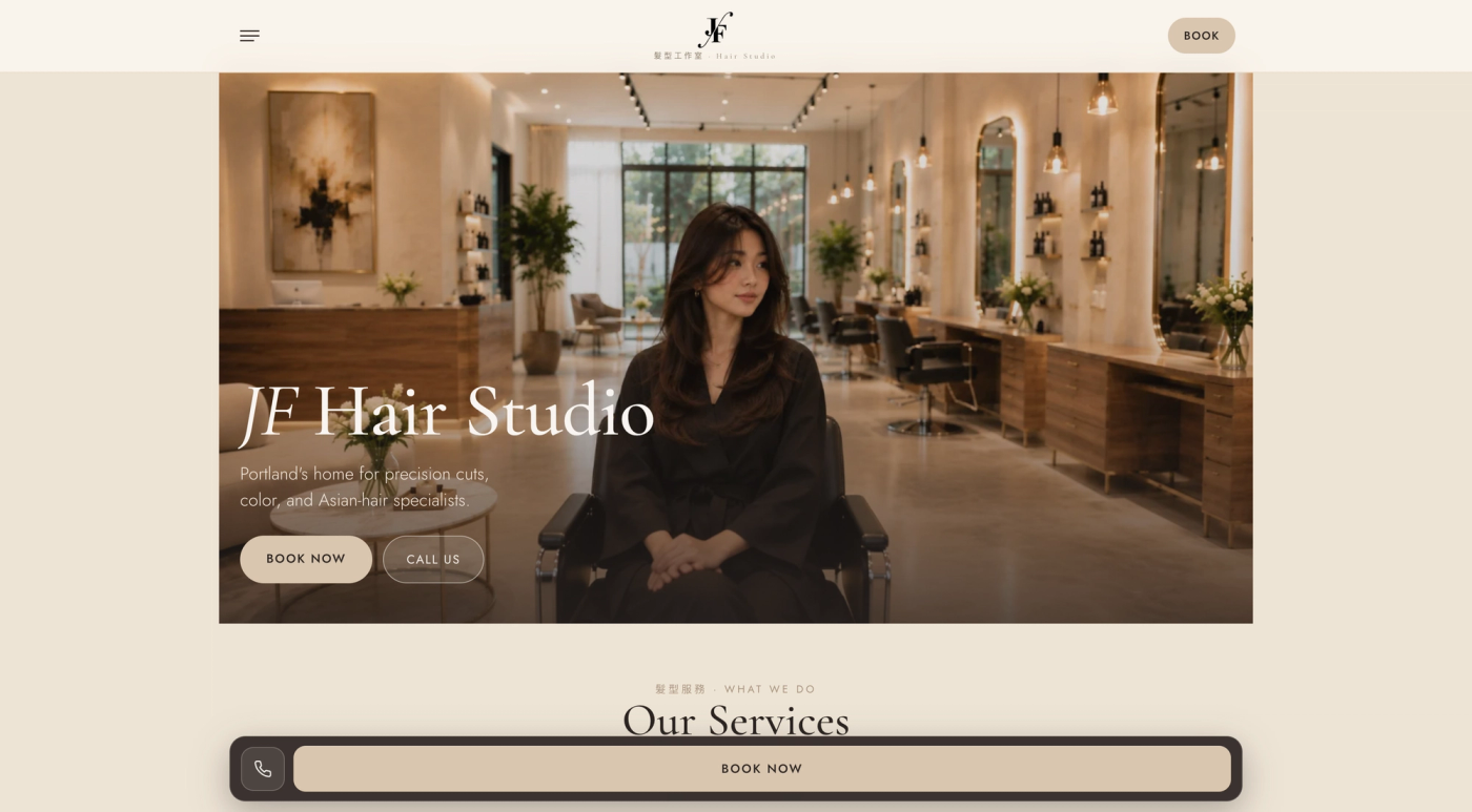 JF Hair Studio on desktop