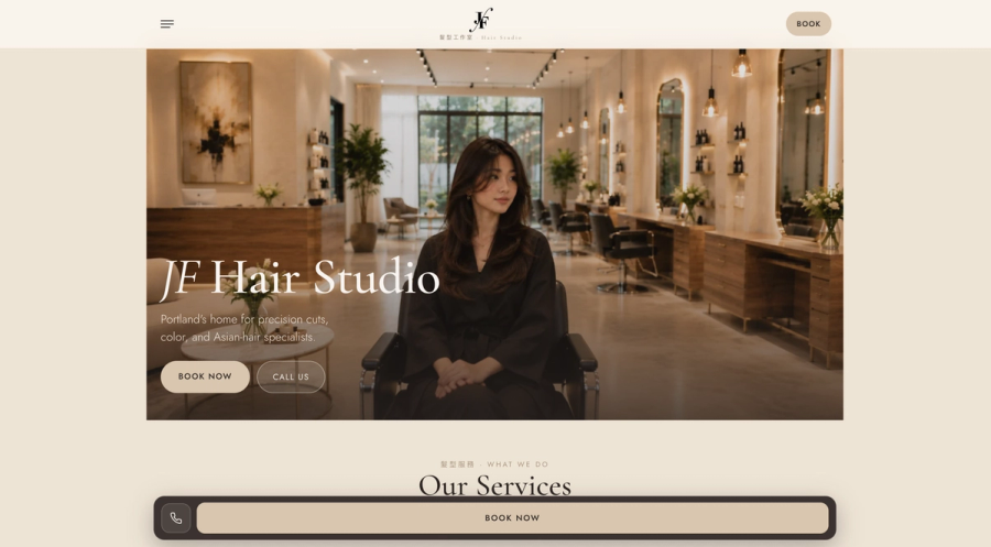 JF Hair Studio, built by Anza