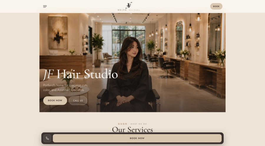 JF Hair Studio, built by Anza