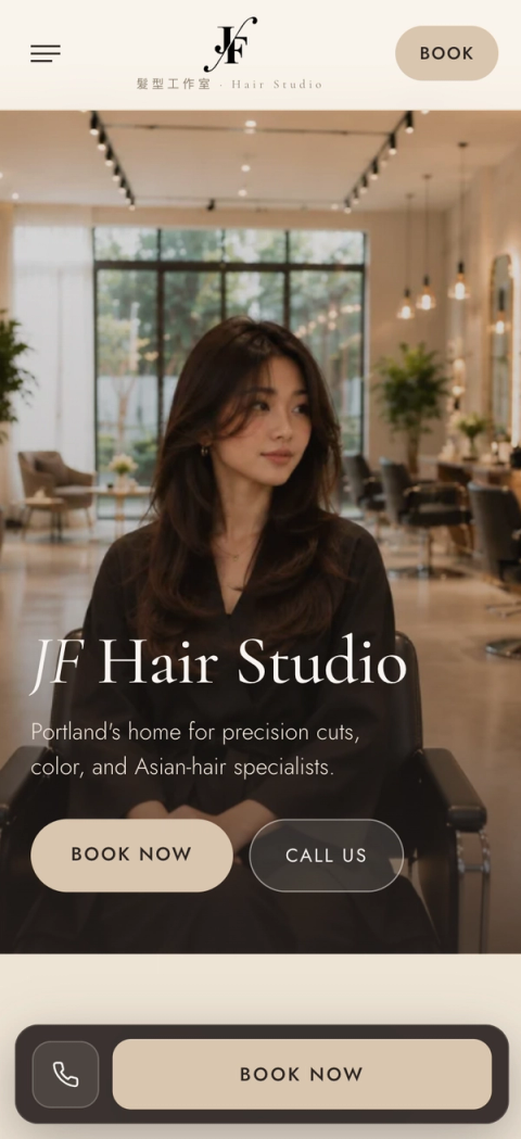 JF Hair Studio on a phone