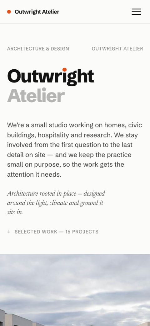 Outwright Atelier on a phone