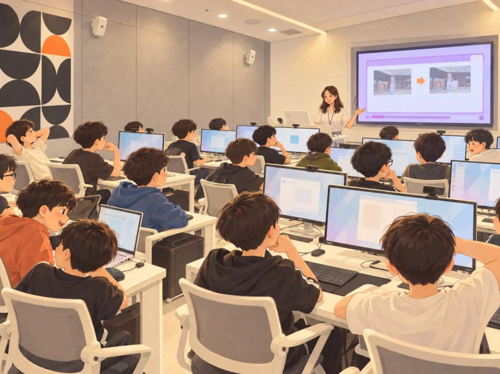 학생 초상권 보호를 위해 실제 수업 장면을 AI로 재구성한 이미지입니다.
