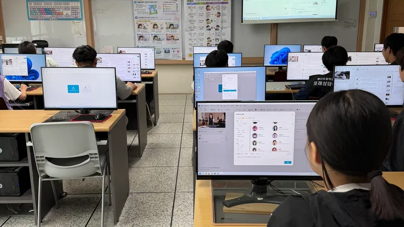 Vrew를 사용하고 있는 초등학생들