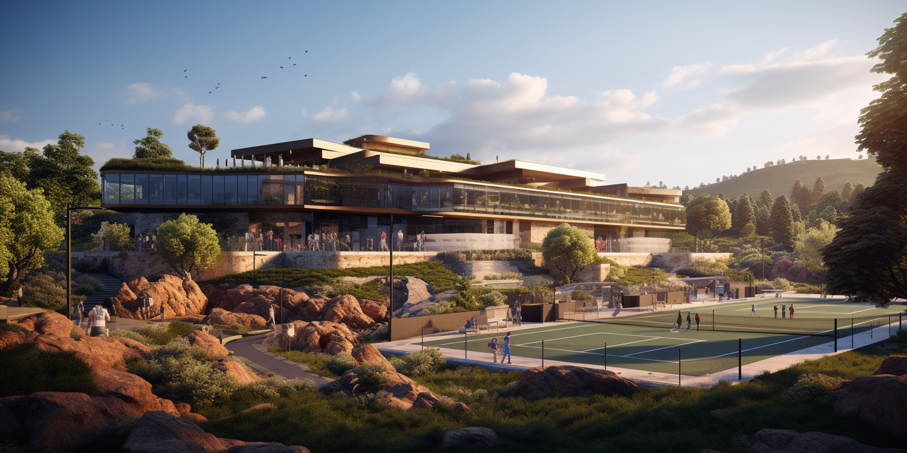 Tennis court rendering