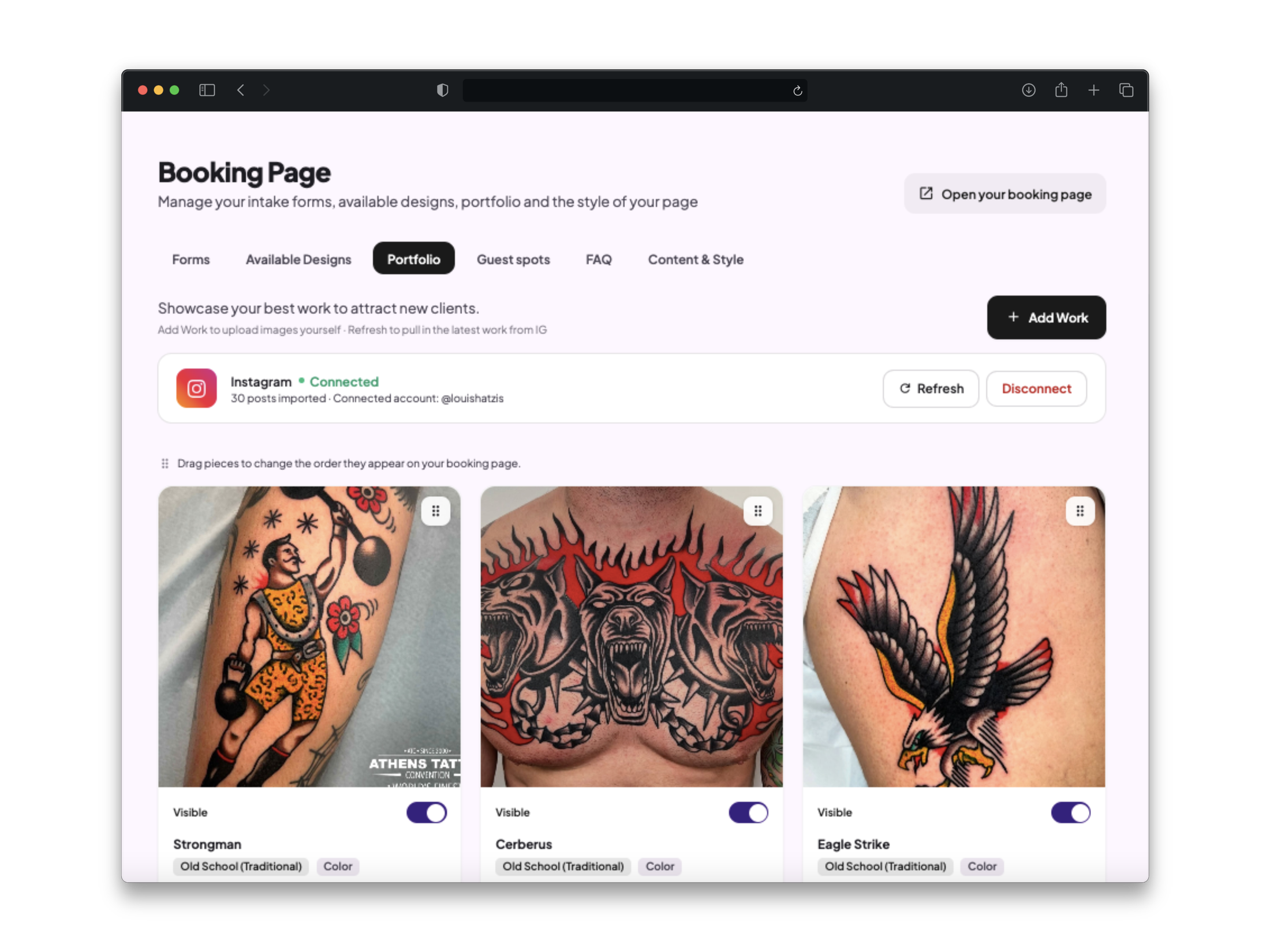 Showcase your work, straight from Instagram.