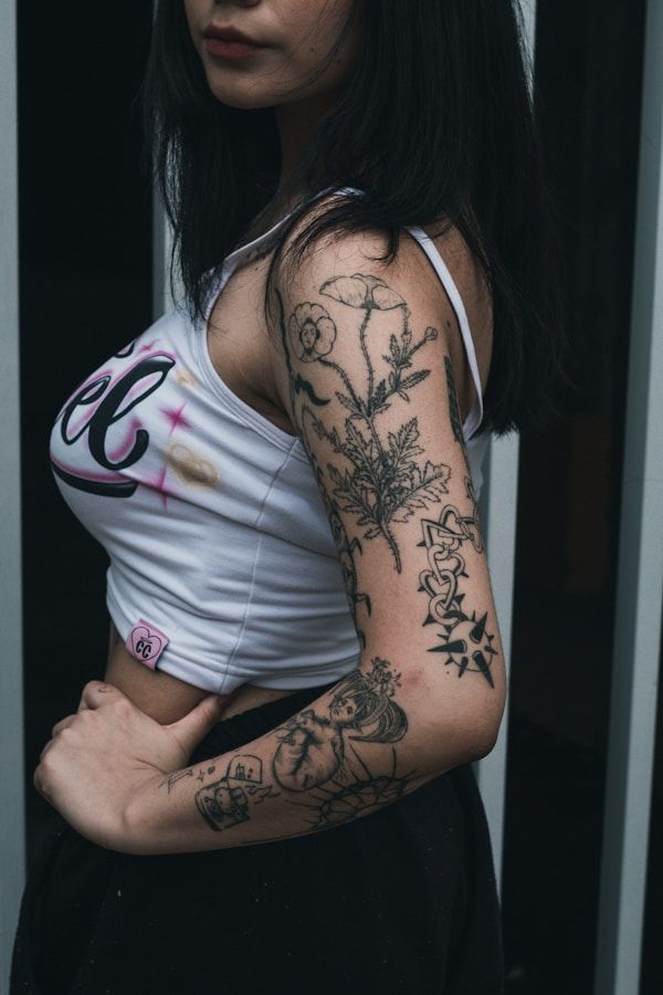 Detailed tattoo on upper arm showing ideal arm placement for medium-sized designs