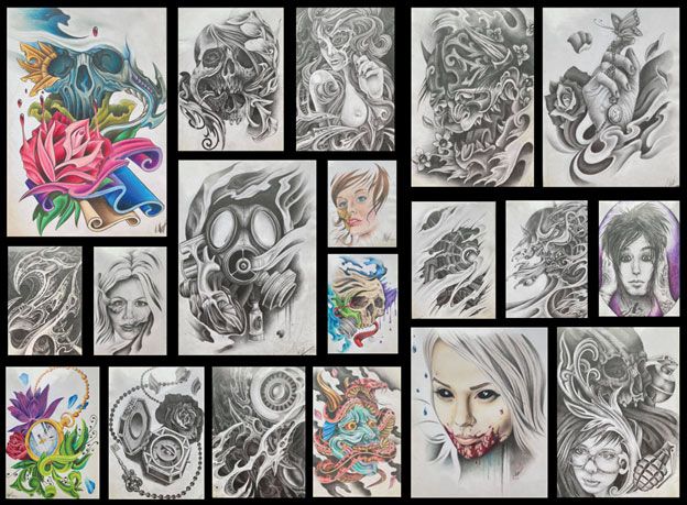 Real tattoo artist portfolio showing various completed works
