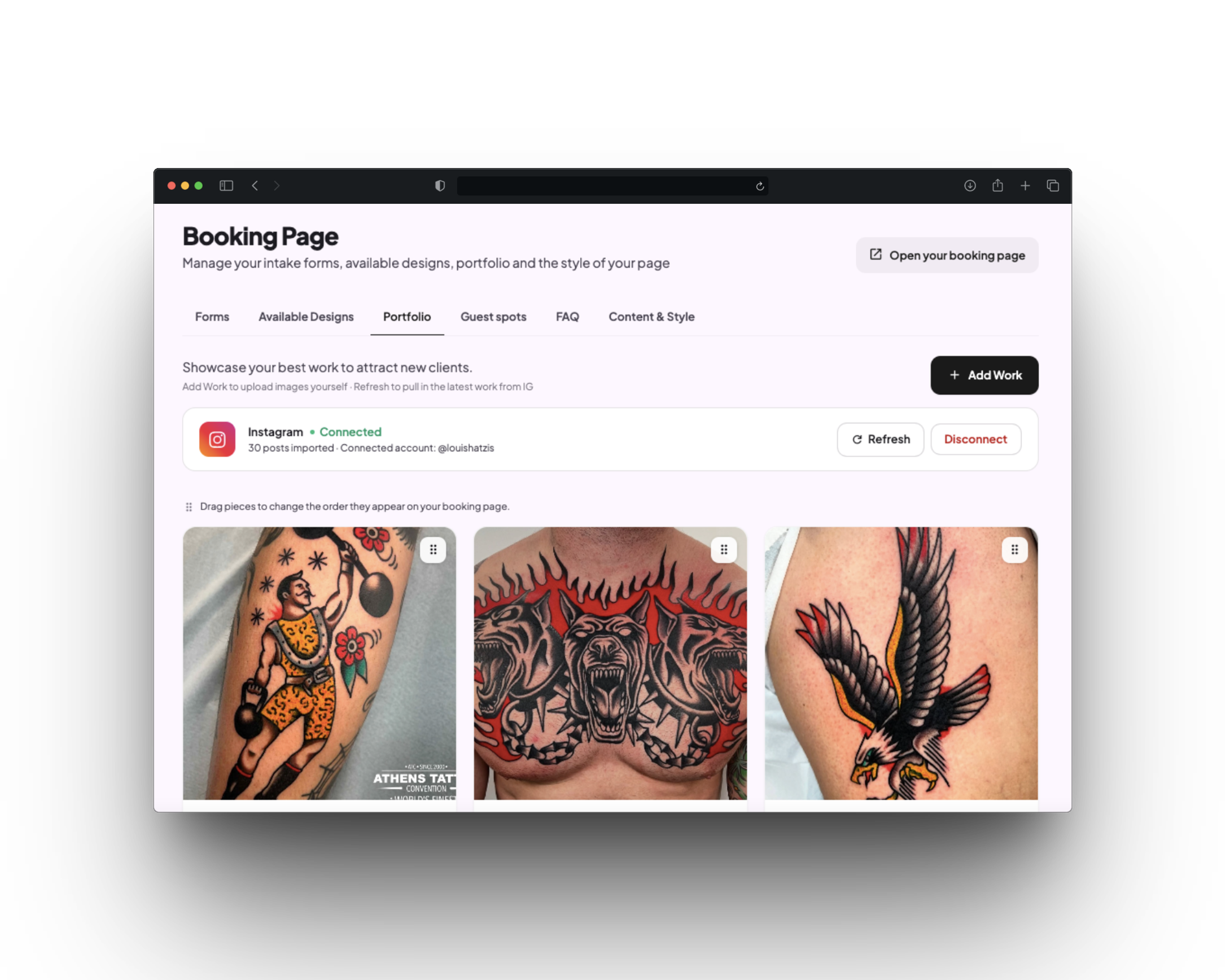 Showcase your work, straight from Instagram.