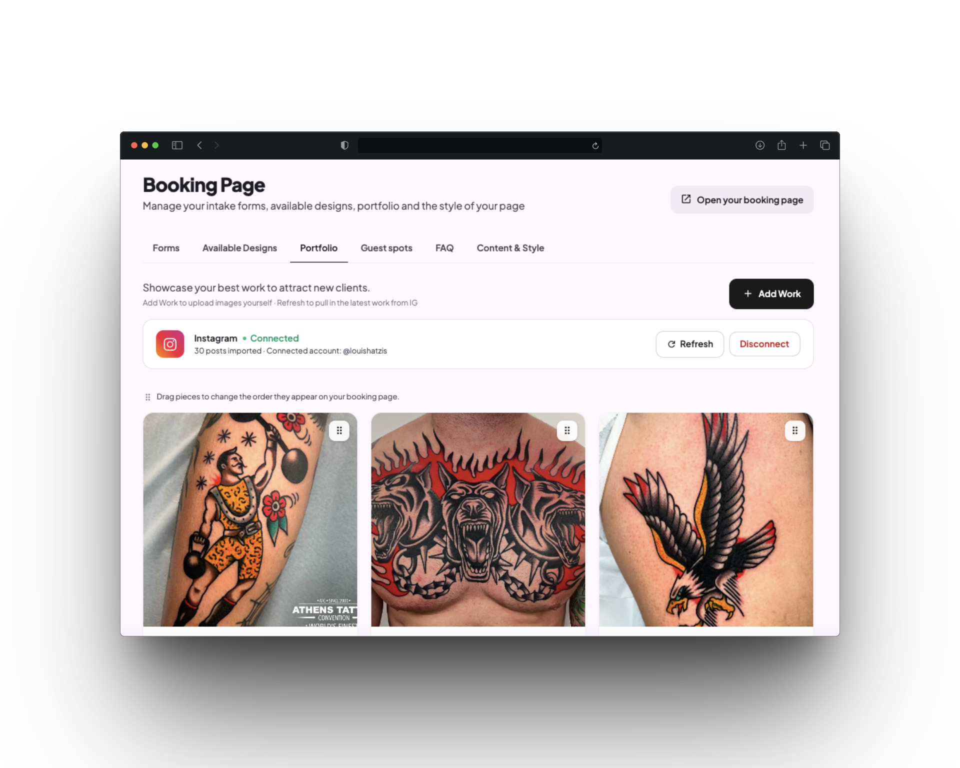 Showcase your work, straight from Instagram.