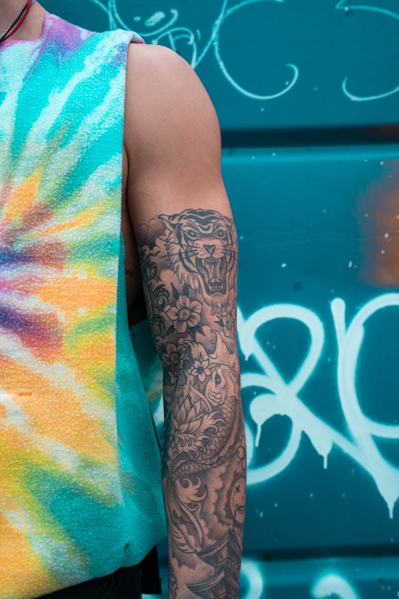 Bold color tattoo design with contemporary color palette