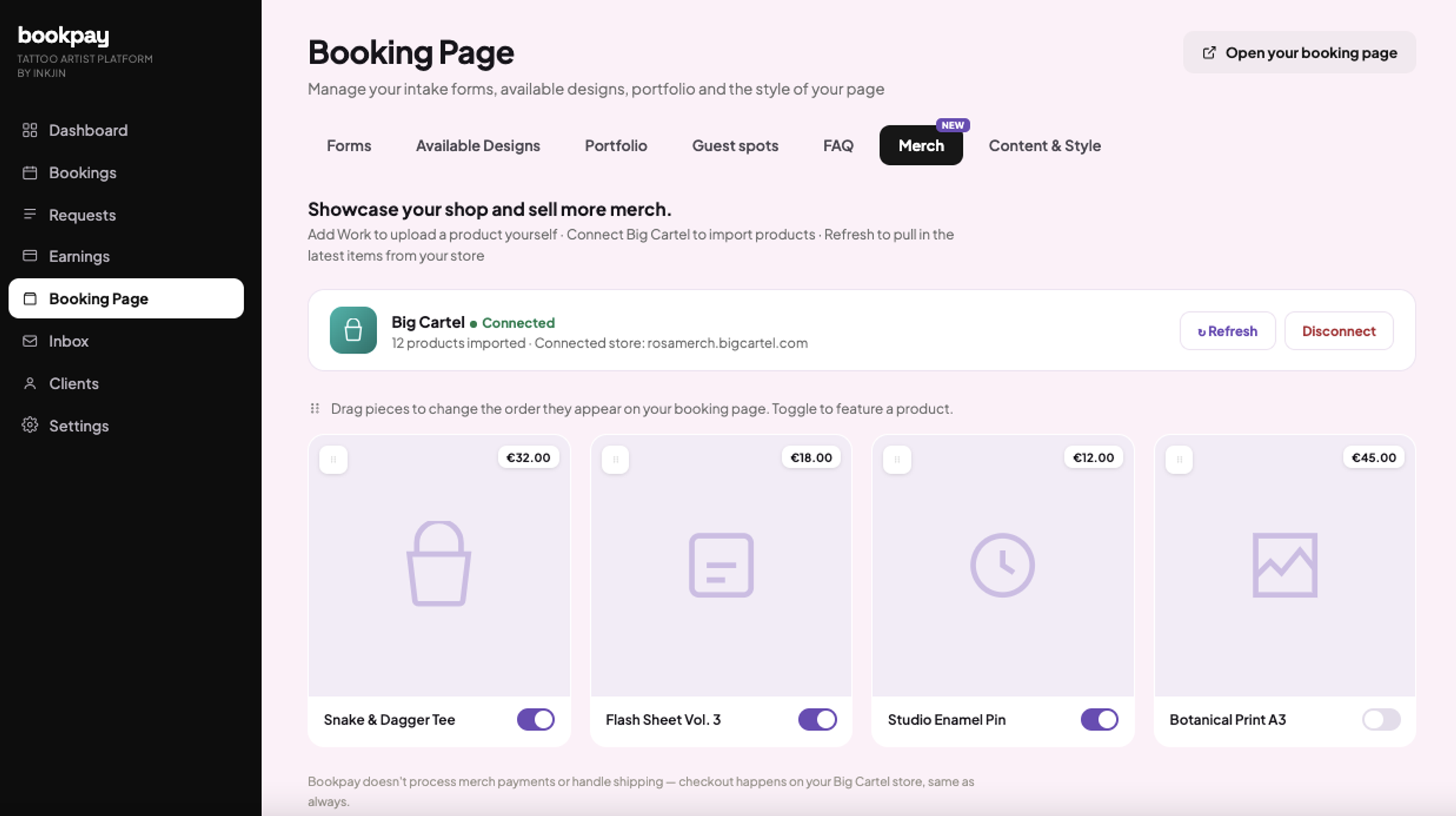 Your shop, right on your booking page.