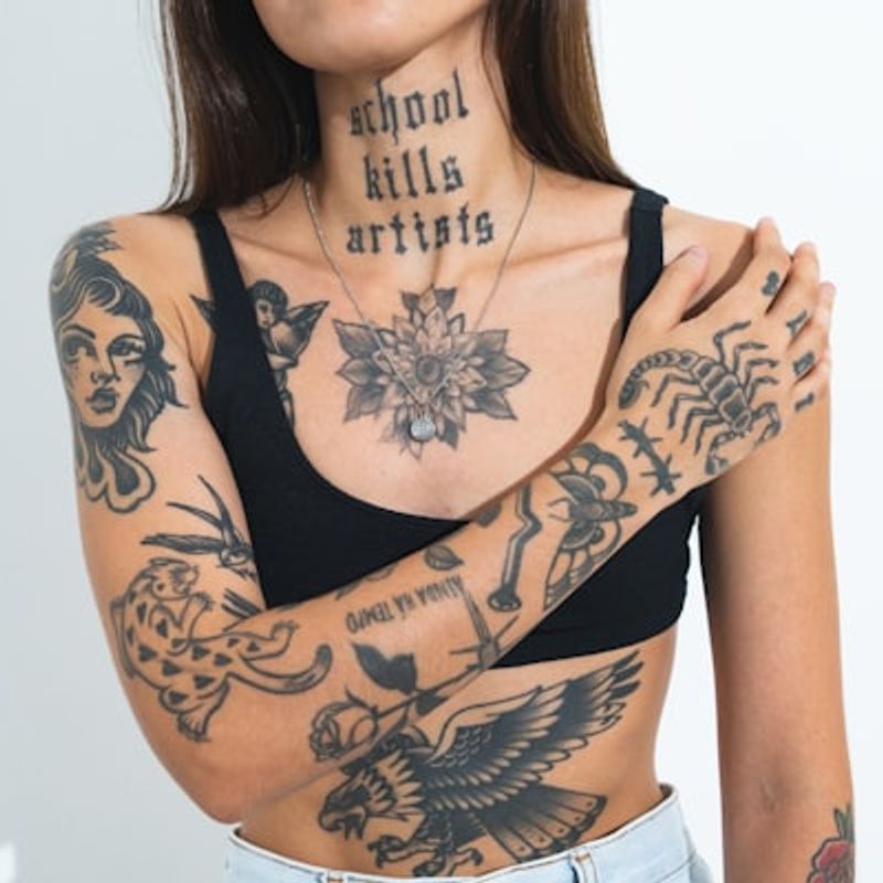 Traditional tattoo collection with classic eagle, pin-up, and rose motifs in bold black outlines