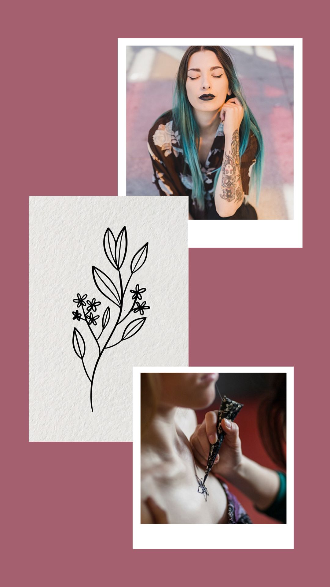 Tattoo inspiration moodboard with mixed styles and reference imagery