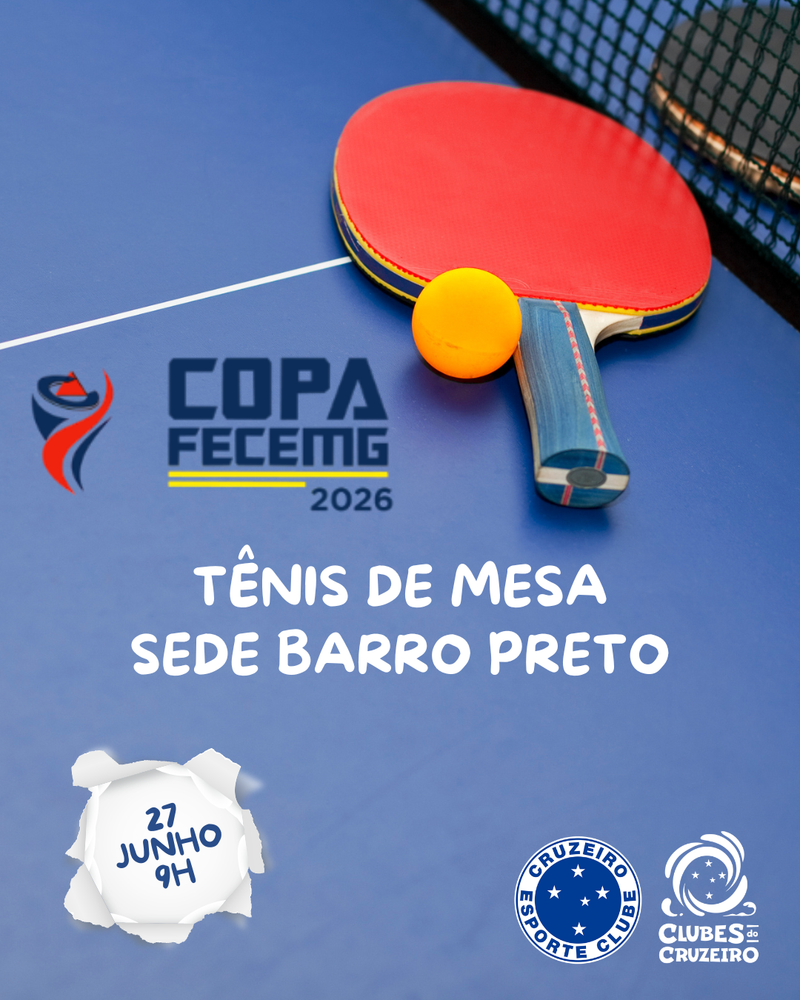 Sede Barro Preto recebe modalidade de Tênis de Mesa da Copa FECEMG neste sábado