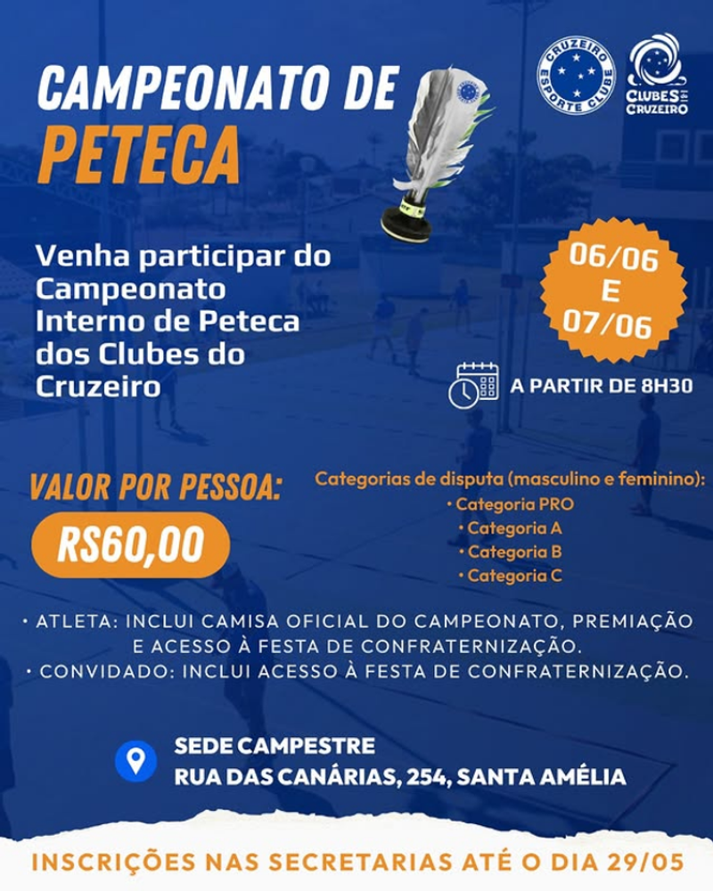 Nova data do Campeonato Interno de Peteca