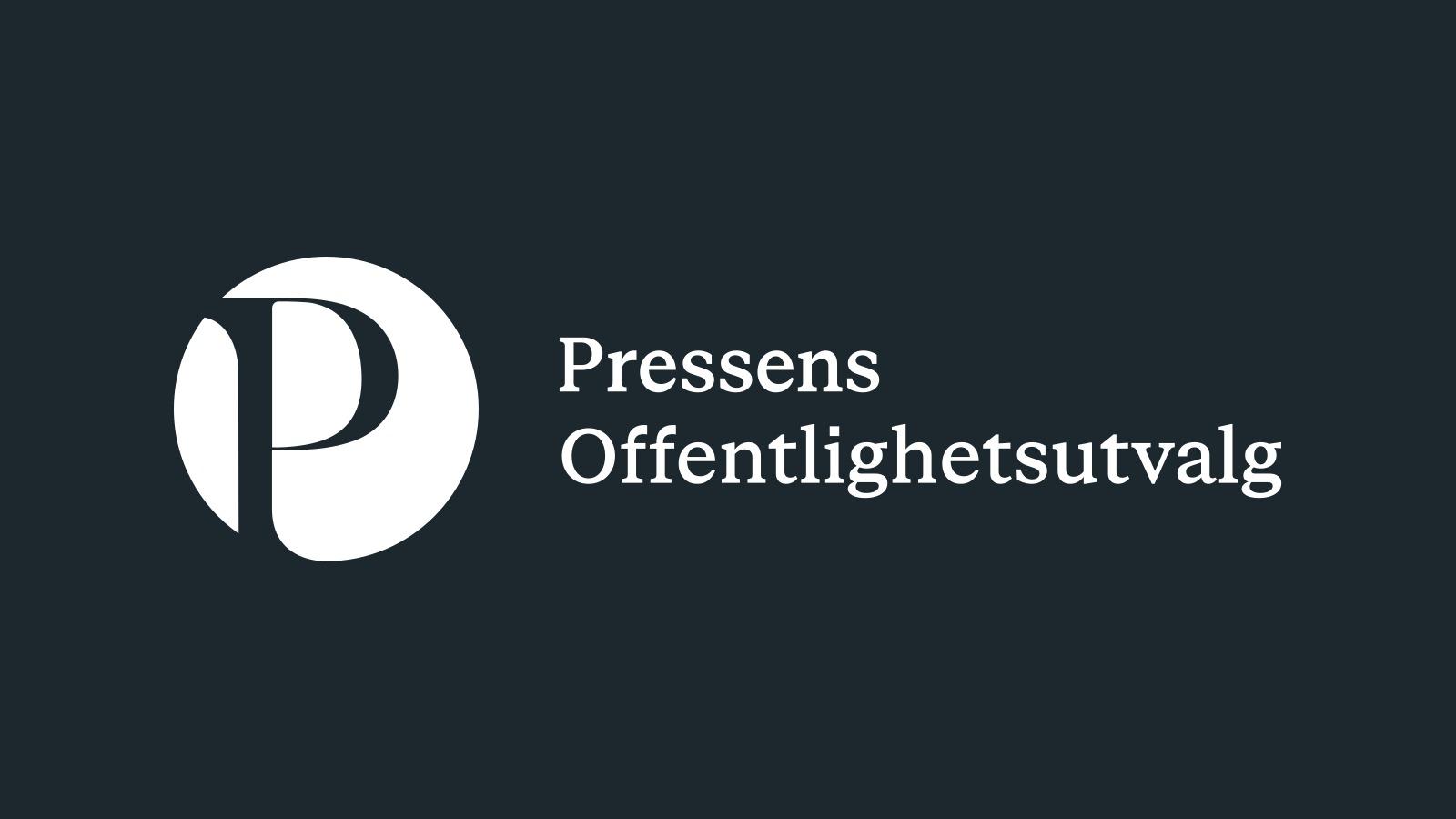 Pressens Offentlighetsutvalgs logo på mørk bakgrunn.