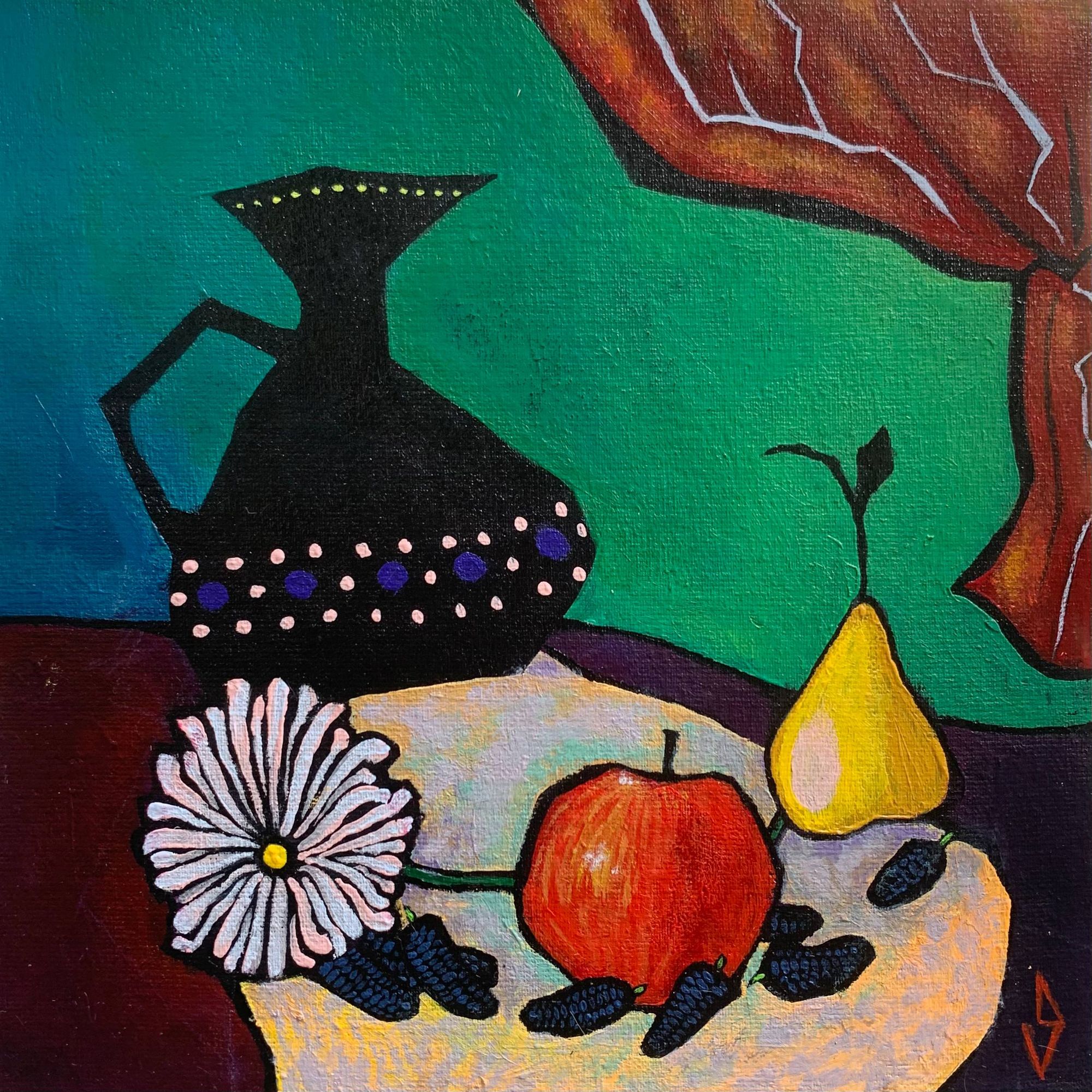 Still life with mulberries