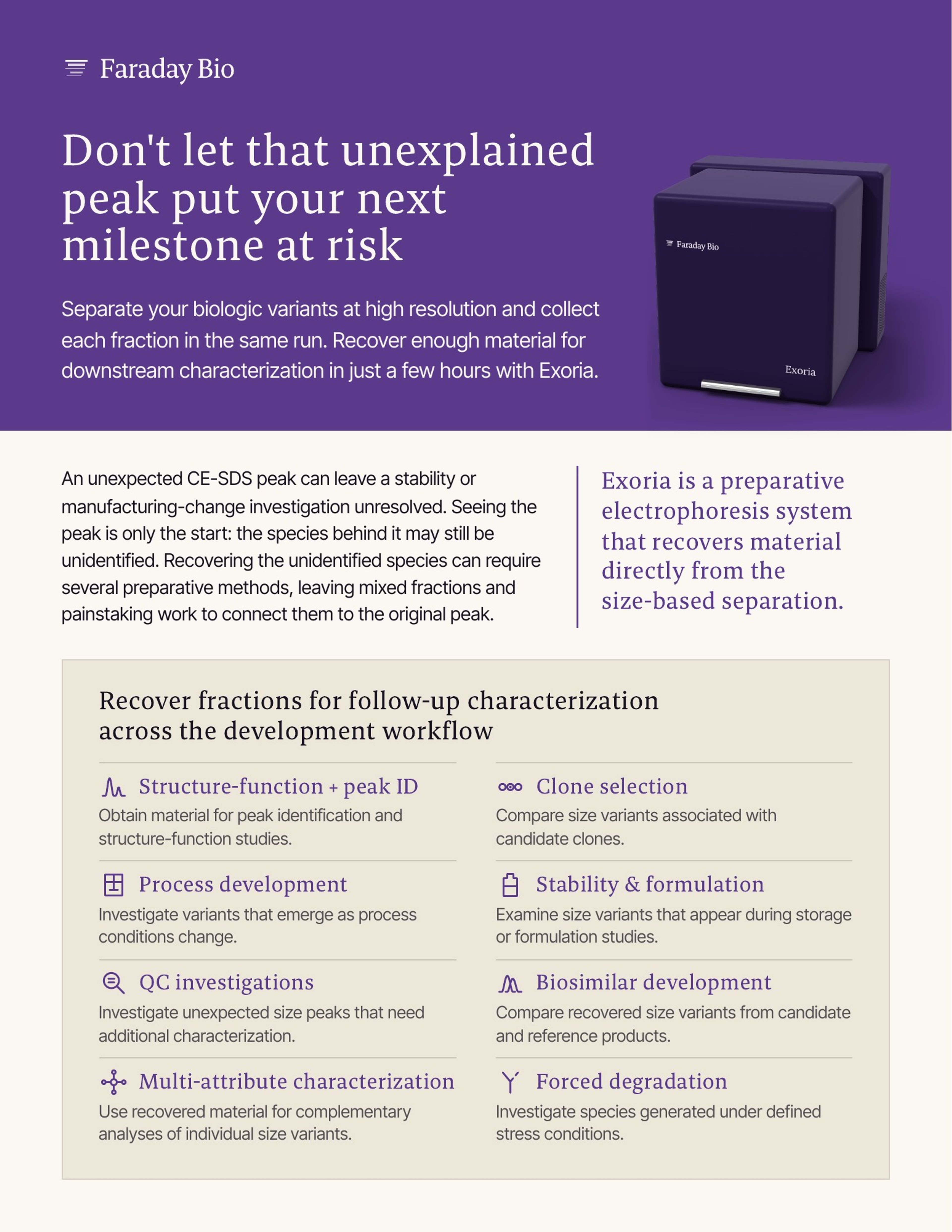 Page 1 of the brochure: Don't let that unexplained peak put your next milestone at risk