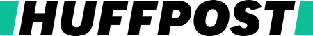 a green and black huffpost logo on a white background