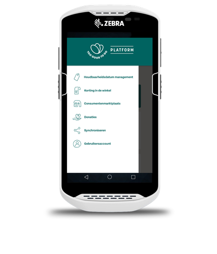 a white zebra brand cell phone displays a donation page
