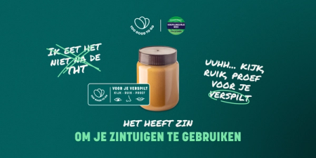 Afbeelding van een pot pindakaas. Kijk, Ruik en Proef voor je verspilt
