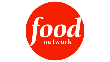 Food Network logo, white text on a red circle.