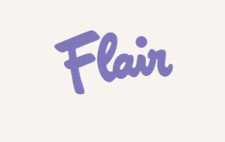 Stylized purple text 'Flair'.