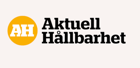 Aktuell Hållbarhet logo with white 'AH' initials in a yellow circle.