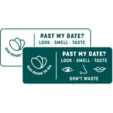 a sticker that says past my date on it