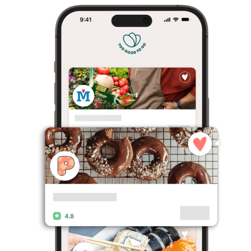 a phone displays a page that says too good to go