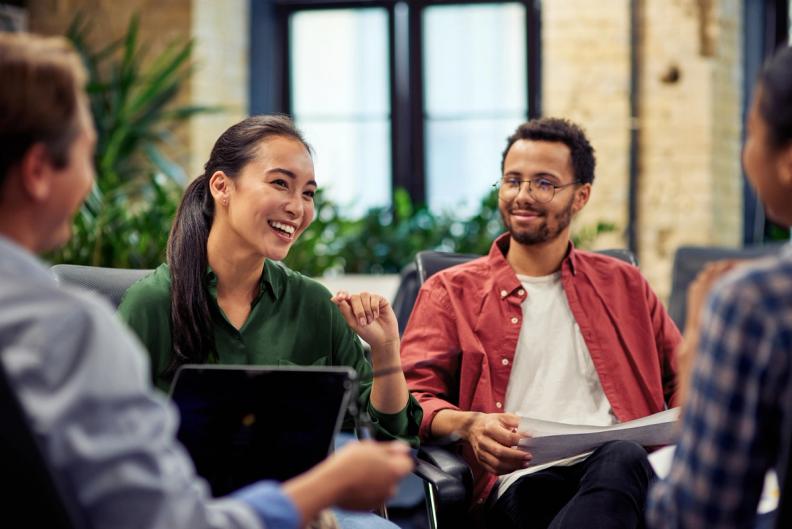 Employees in a meeting