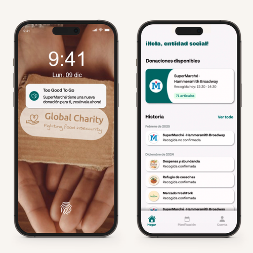 two zebra branded cell phones showing a donation page