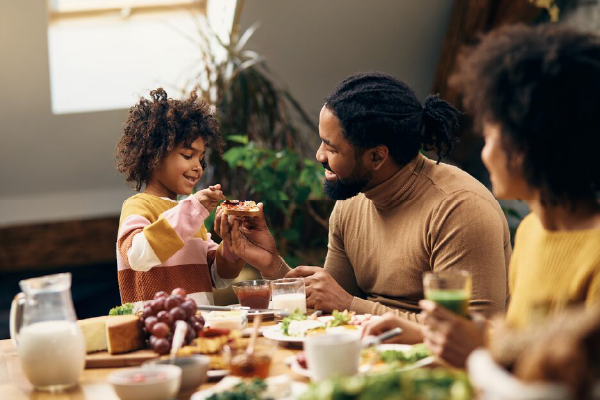 family reducing food waste