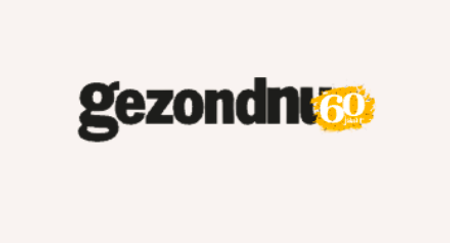 Gezondnu logo with "60 jaar" on a yellow textured background.