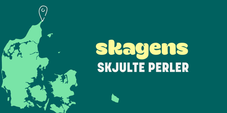 a green map with skagens skjulte perler written on it