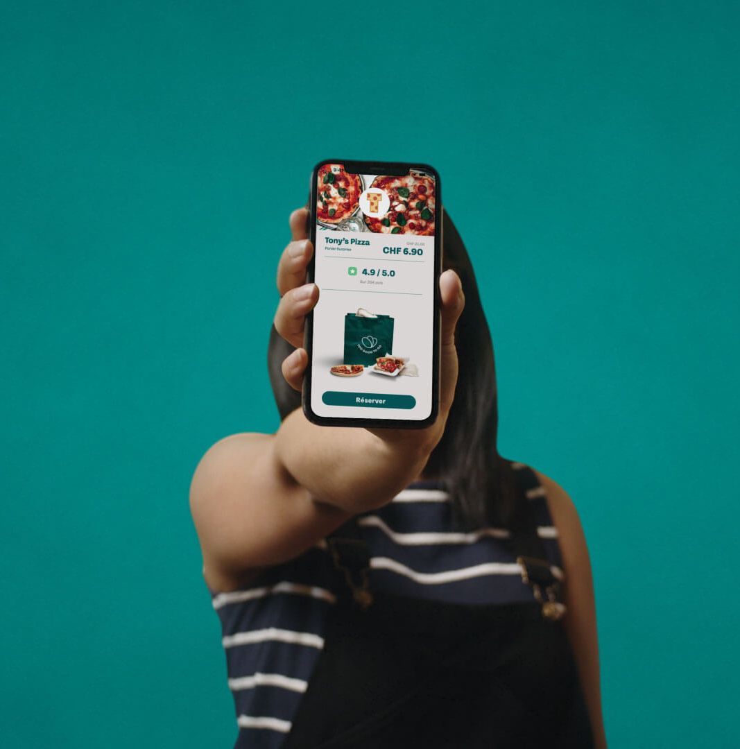 A user shows the interface of the Too Good To Go App