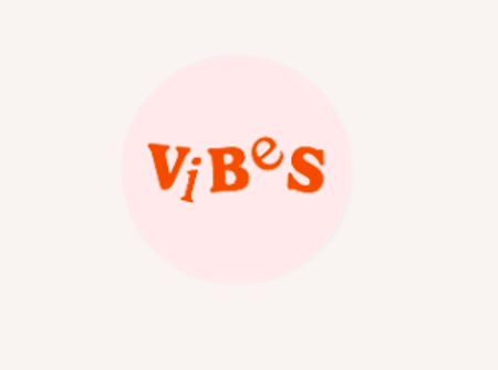 Orange stylized "Vibes" text inside a pink circle.