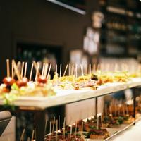 plates containing food displayed on a table