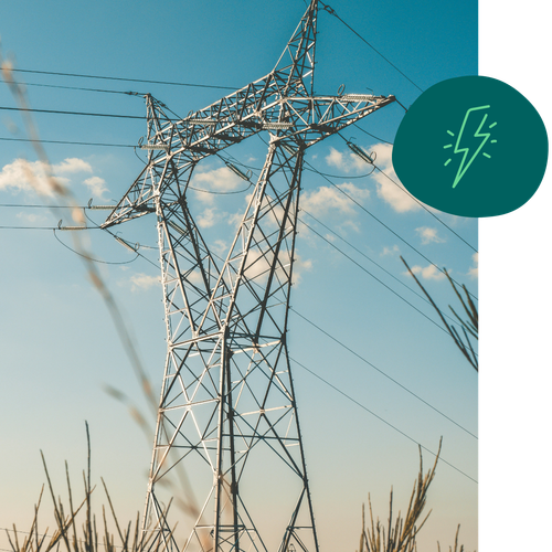a picture of a power tower with a lightning bolt on it