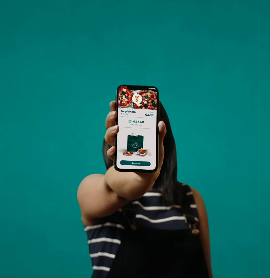 A user shows the interface of the too good to go app