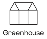 a black and white drawing of a greenhouse with the word greenhouse below it