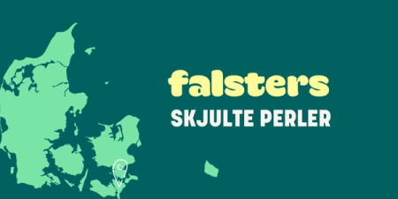 a green map with the words falsters skjulte perler below it