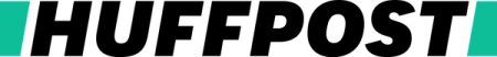 a green and black huffpost logo on a white background