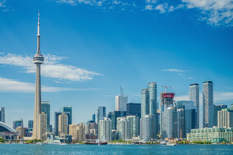 toronto city skylineine with the cn tower in the foreground