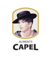 a logo for aliments capel shows a woman wearing a black hat