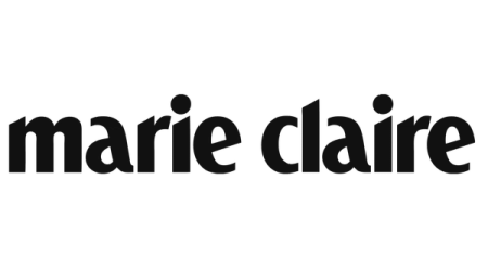 the marie claire logo is black and white on a transparent background .