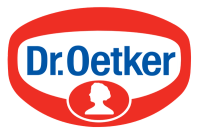 a red white and blue logo for dr. oetker